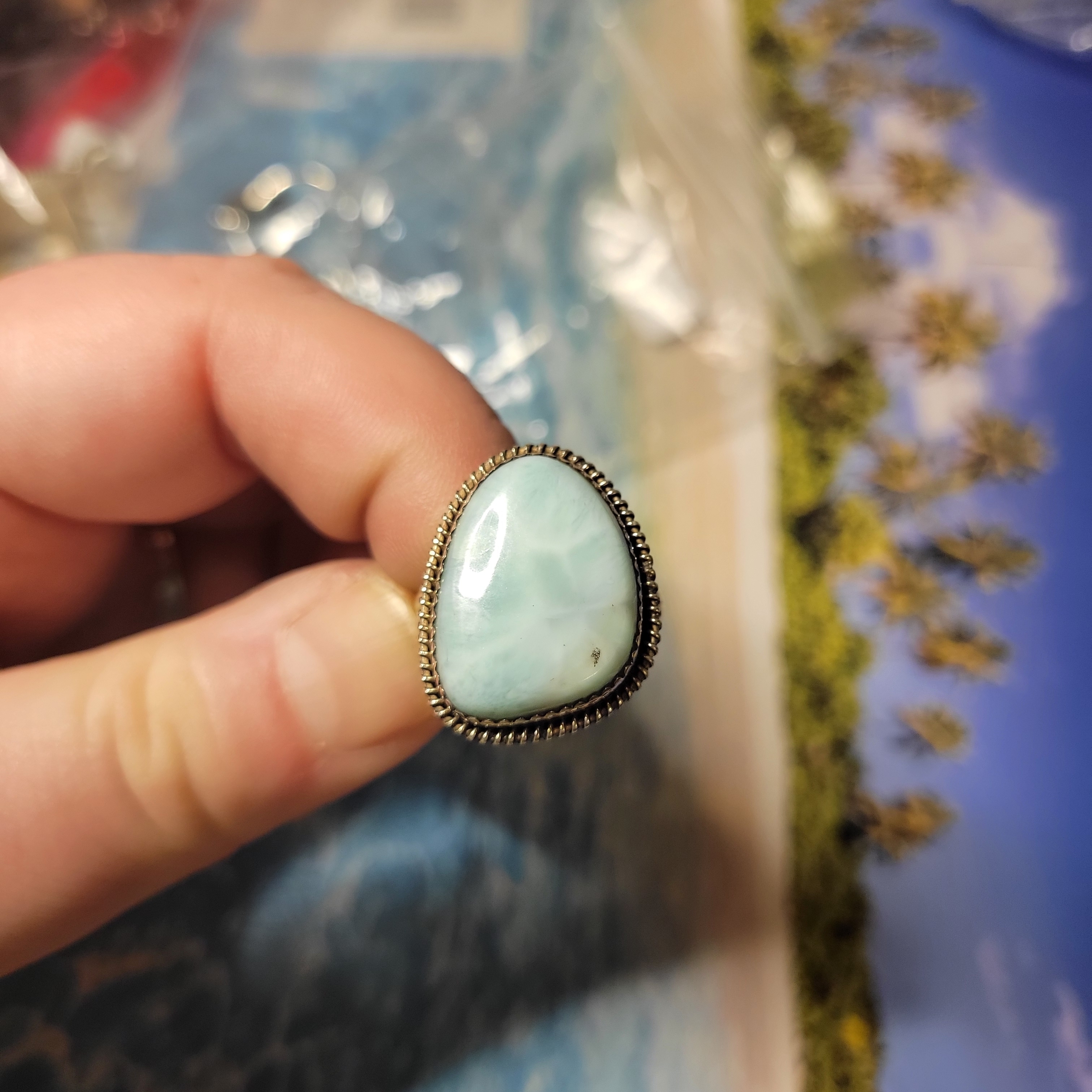 Larimar Native American Sterling Silver Ring